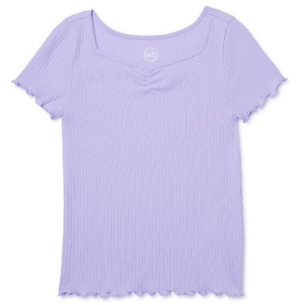 Wonder Nation Girls Rib Top XS 4-5 New with Tags Lilac Bud Lettuce Edge Soft